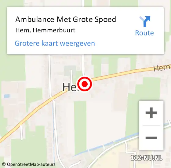 Locatie op kaart van de 112 melding: Ambulance Met Grote Spoed Naar Hem, Hemmerbuurt op 9 oktober 2023 05:06