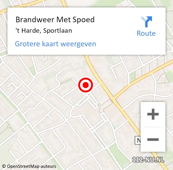Locatie op kaart van de 112 melding: Brandweer Met Spoed Naar 't Harde, Sportlaan op 9 oktober 2023 05:54