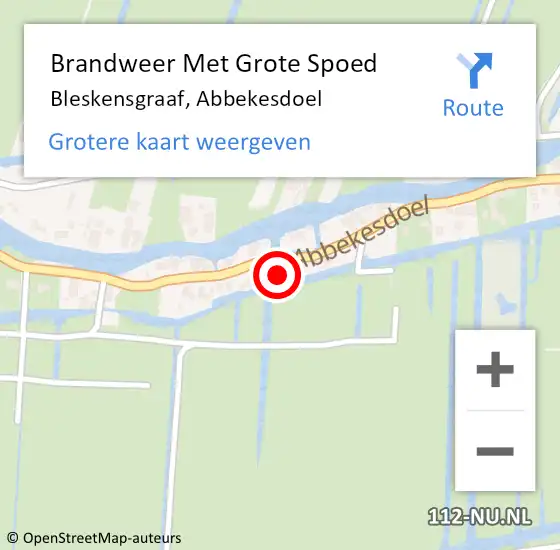 Locatie op kaart van de 112 melding: Brandweer Met Grote Spoed Naar Bleskensgraaf, Abbekesdoel op 9 oktober 2023 06:22