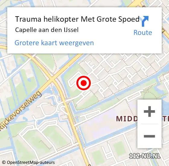 Locatie op kaart van de 112 melding: Trauma helikopter Met Grote Spoed Naar Capelle aan den IJssel op 9 oktober 2023 06:26