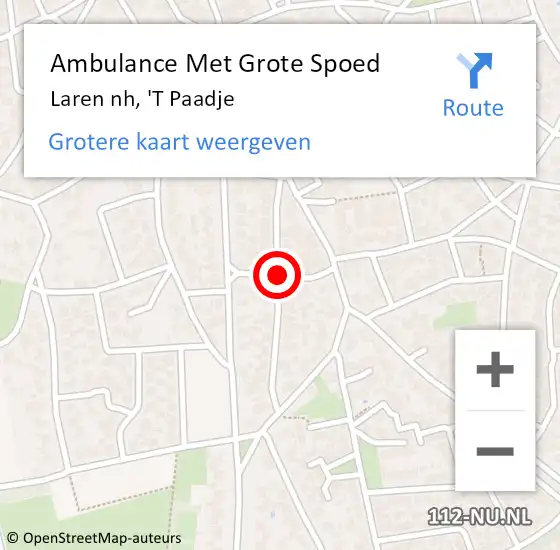 Locatie op kaart van de 112 melding: Ambulance Met Grote Spoed Naar Laren nh, Lantentijmen op 14 oktober 2013 09:10