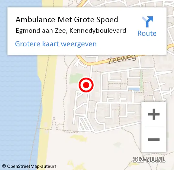 Locatie op kaart van de 112 melding: Ambulance Met Grote Spoed Naar Egmond aan Zee, Kennedyboulevard op 9 oktober 2023 06:39