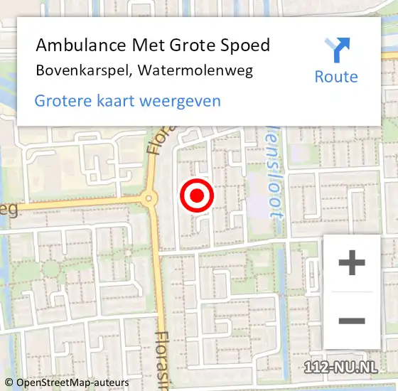 Locatie op kaart van de 112 melding: Ambulance Met Grote Spoed Naar Bovenkarspel, Watermolenweg op 9 oktober 2023 06:50