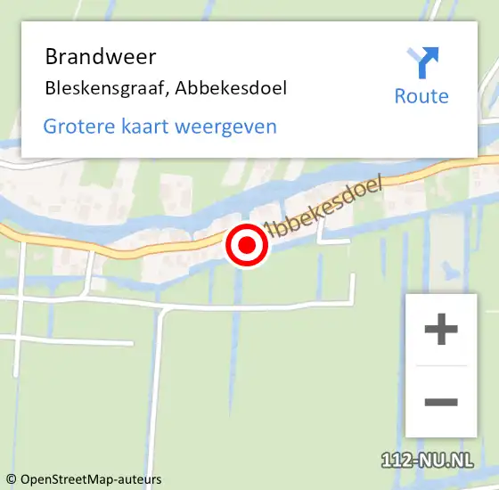 Locatie op kaart van de 112 melding: Brandweer Bleskensgraaf, Abbekesdoel op 9 oktober 2023 07:00