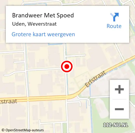 Locatie op kaart van de 112 melding: Brandweer Met Spoed Naar Uden, Weverstraat op 9 oktober 2023 07:07