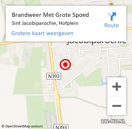 Locatie op kaart van de 112 melding: Brandweer Met Grote Spoed Naar Sint Jacobiparochie, Hofplein op 9 oktober 2023 07:51