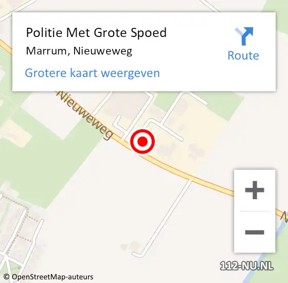 Locatie op kaart van de 112 melding: Politie Met Grote Spoed Naar Marrum, Nieuweweg op 9 oktober 2023 07:53