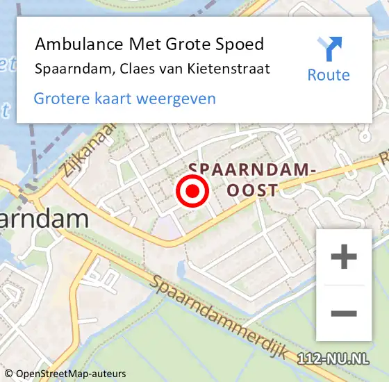 Locatie op kaart van de 112 melding: Ambulance Met Grote Spoed Naar Spaarndam, Claes van Kietenstraat op 9 oktober 2023 08:18