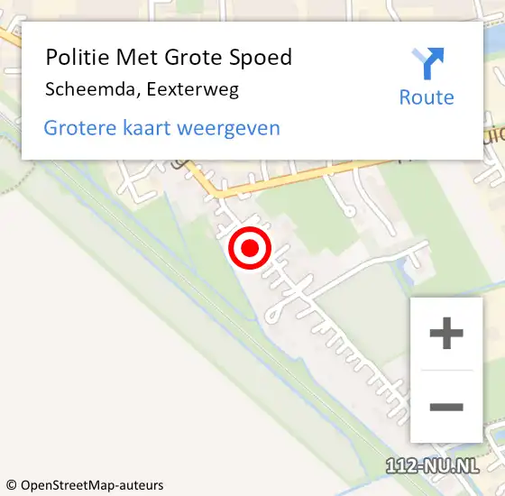Locatie op kaart van de 112 melding: Politie Met Grote Spoed Naar Scheemda, Eexterweg op 9 oktober 2023 08:24