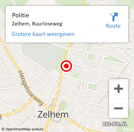 Locatie op kaart van de 112 melding: Politie Zelhem, Ruurloseweg op 9 oktober 2023 08:28