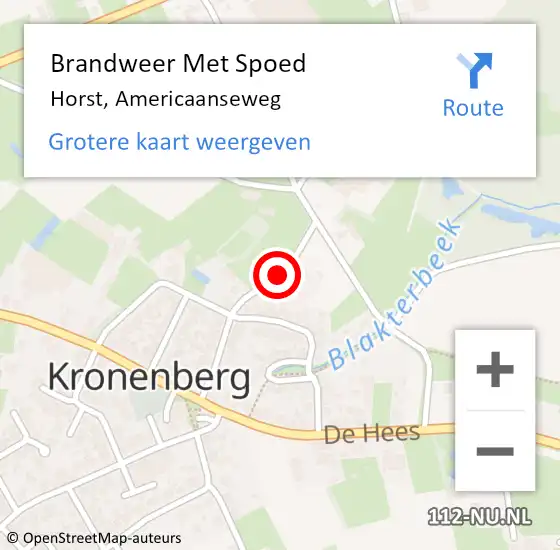 Locatie op kaart van de 112 melding: Brandweer Met Spoed Naar Horst, Americaanseweg op 9 oktober 2023 08:29