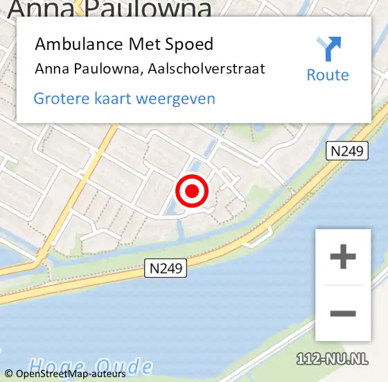 Locatie op kaart van de 112 melding: Ambulance Met Spoed Naar Anna Paulowna, Aalscholverstraat op 9 oktober 2023 08:44