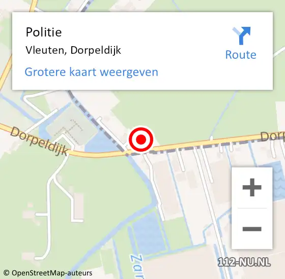 Locatie op kaart van de 112 melding: Politie Vleuten, Dorpeldijk op 9 oktober 2023 08:54