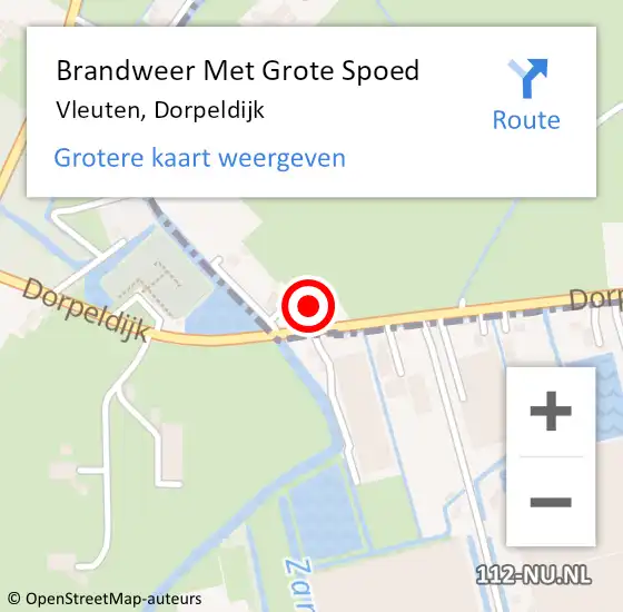 Locatie op kaart van de 112 melding: Brandweer Met Grote Spoed Naar Vleuten, Dorpeldijk op 9 oktober 2023 08:54