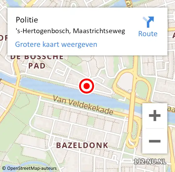 Locatie op kaart van de 112 melding: Politie 's-Hertogenbosch, Maastrichtseweg op 9 oktober 2023 09:16