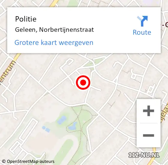 Locatie op kaart van de 112 melding: Politie Geleen, Norbertijnenstraat op 9 oktober 2023 09:27