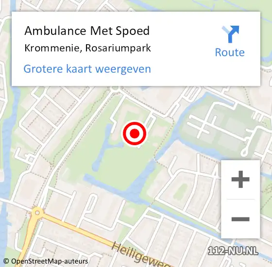 Locatie op kaart van de 112 melding: Ambulance Met Spoed Naar Krommenie, Rosariumpark op 9 oktober 2023 09:32