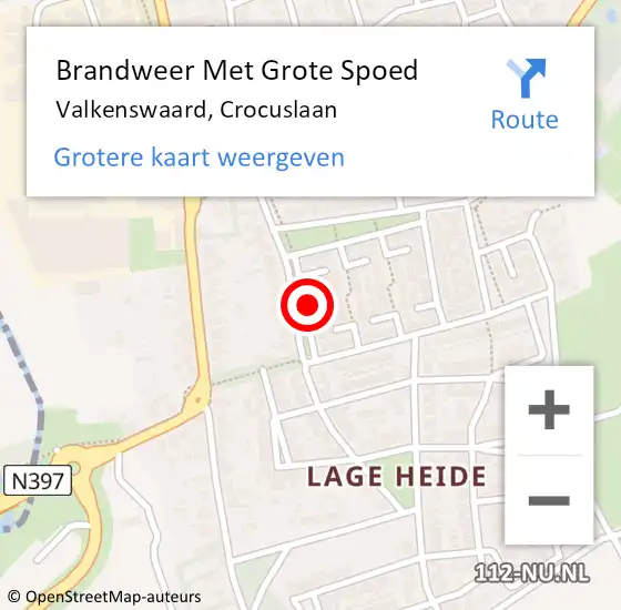 Locatie op kaart van de 112 melding: Brandweer Met Grote Spoed Naar Valkenswaard, Crocuslaan op 9 oktober 2023 09:42