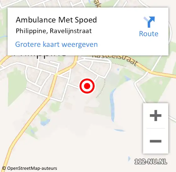 Locatie op kaart van de 112 melding: Ambulance Met Spoed Naar Philippine, Ravelijnstraat op 11 september 2014 00:52