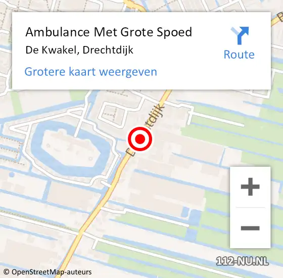 Locatie op kaart van de 112 melding: Ambulance Met Grote Spoed Naar De Kwakel, Drechtdijk op 9 oktober 2023 09:52