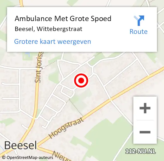 Locatie op kaart van de 112 melding: Ambulance Met Grote Spoed Naar Beesel, Wittebergstraat op 9 oktober 2023 10:12