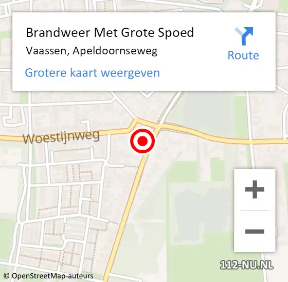 Locatie op kaart van de 112 melding: Brandweer Met Grote Spoed Naar Vaassen, Apeldoornseweg op 9 oktober 2023 10:34