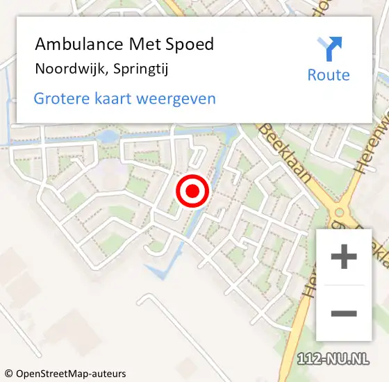 Locatie op kaart van de 112 melding: Ambulance Met Spoed Naar Noordwijk, Springtij op 9 oktober 2023 10:45