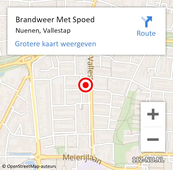 Locatie op kaart van de 112 melding: Brandweer Met Spoed Naar Nuenen, Vallestap op 9 oktober 2023 10:58