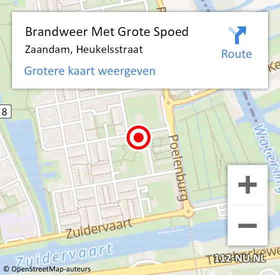Locatie op kaart van de 112 melding: Brandweer Met Grote Spoed Naar Zaandam, Wachterstraat op 9 oktober 2023 11:01