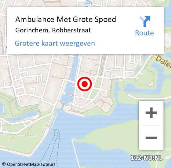 Locatie op kaart van de 112 melding: Ambulance Met Grote Spoed Naar Gorinchem, Robberstraat op 9 oktober 2023 11:16