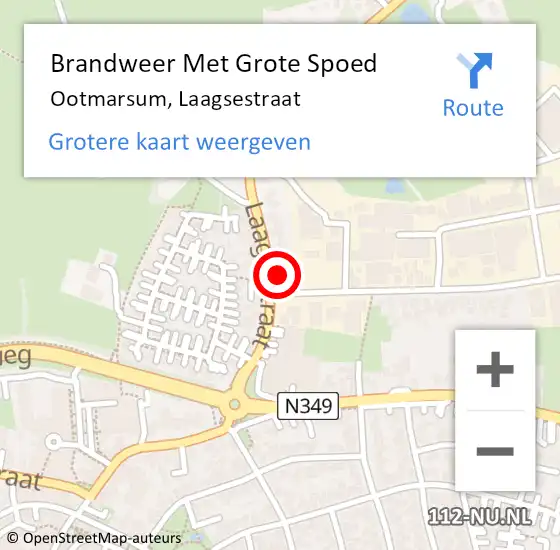 Locatie op kaart van de 112 melding: Brandweer Met Grote Spoed Naar Ootmarsum, Laagsestraat op 9 oktober 2023 11:27