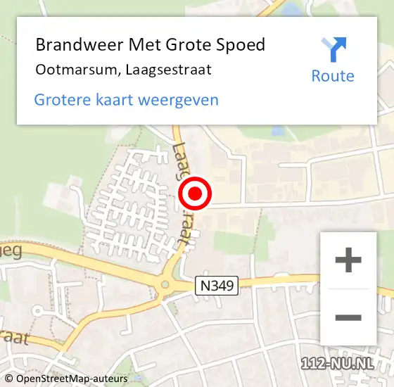 Locatie op kaart van de 112 melding: Brandweer Met Grote Spoed Naar Ootmarsum, Laagsestraat op 9 oktober 2023 11:28