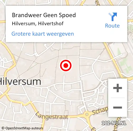 Locatie op kaart van de 112 melding: Brandweer Geen Spoed Naar Hilversum, Hilvertshof op 9 oktober 2023 11:34