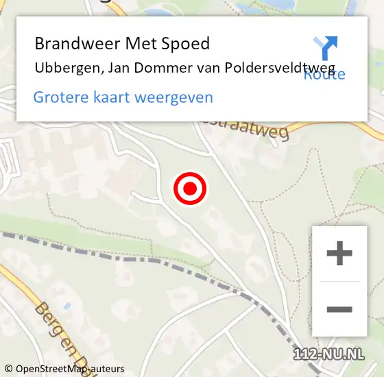 Locatie op kaart van de 112 melding: Brandweer Met Spoed Naar Ubbergen, Jan Dommer van Poldersveldtweg op 9 oktober 2023 12:26