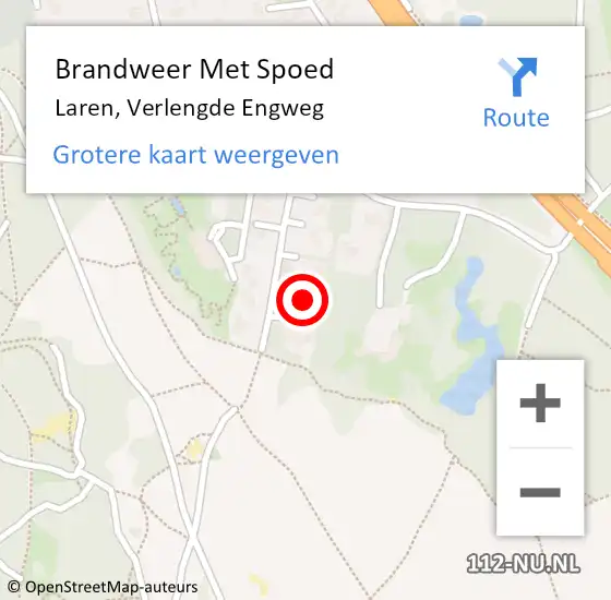 Locatie op kaart van de 112 melding: Brandweer Met Spoed Naar Laren, Verlengde Engweg op 9 oktober 2023 12:40