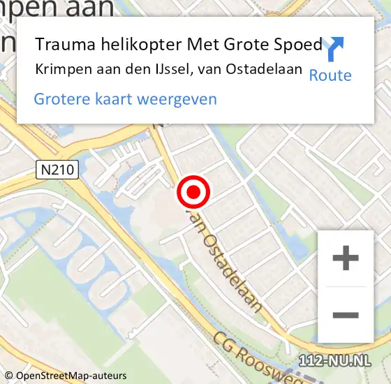 Locatie op kaart van de 112 melding: Trauma helikopter Met Grote Spoed Naar Krimpen aan den IJssel, van Ostadelaan op 9 oktober 2023 12:49