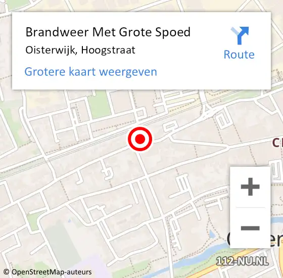 Locatie op kaart van de 112 melding: Brandweer Met Grote Spoed Naar Oisterwijk, Hoogstraat op 9 oktober 2023 12:49