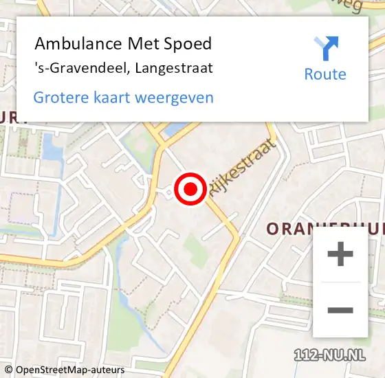 Locatie op kaart van de 112 melding: Ambulance Met Spoed Naar 's-Gravendeel, Langestraat op 9 oktober 2023 13:00