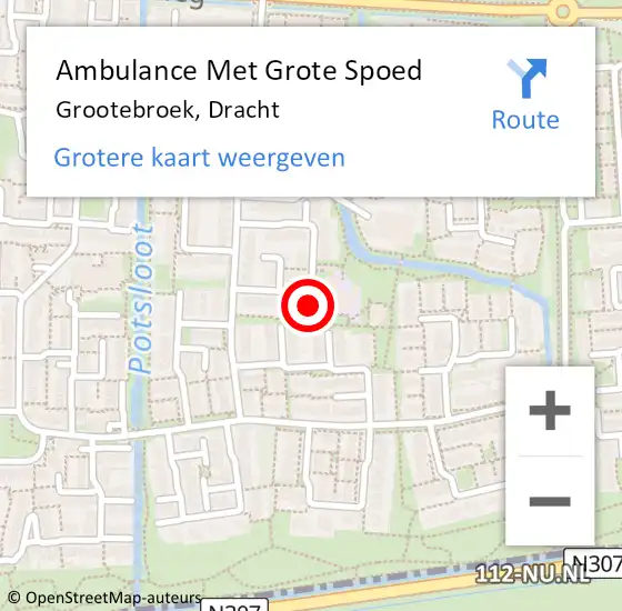 Locatie op kaart van de 112 melding: Ambulance Met Grote Spoed Naar Grootebroek, Dracht op 9 oktober 2023 13:12