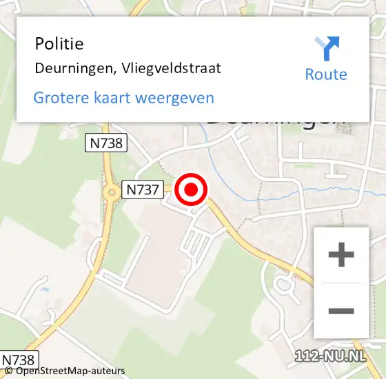 Locatie op kaart van de 112 melding: Politie Deurningen, Vliegveldstraat op 9 oktober 2023 13:15