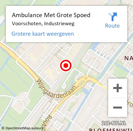 Locatie op kaart van de 112 melding: Ambulance Met Grote Spoed Naar Voorschoten, Industrieweg op 9 oktober 2023 13:27