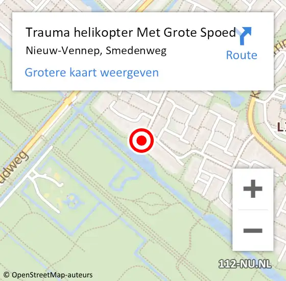 Locatie op kaart van de 112 melding: Trauma helikopter Met Grote Spoed Naar Nieuw-Vennep, Smedenweg op 9 oktober 2023 13:30