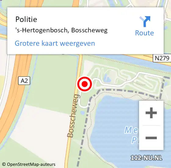 Locatie op kaart van de 112 melding: Politie 's-Hertogenbosch, Bosscheweg op 9 oktober 2023 13:57