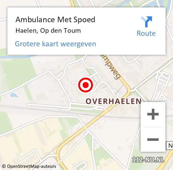 Locatie op kaart van de 112 melding: Ambulance Met Spoed Naar Haelen, Op den Toum op 9 oktober 2023 13:57