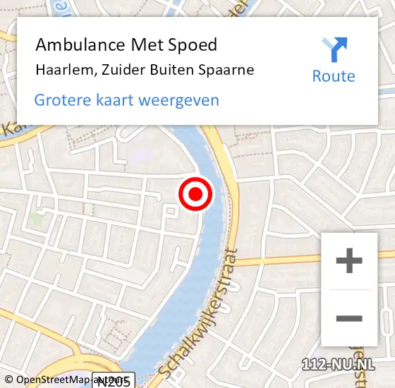 Locatie op kaart van de 112 melding: Ambulance Met Spoed Naar Haarlem, Zuider Buiten Spaarne op 9 oktober 2023 13:58