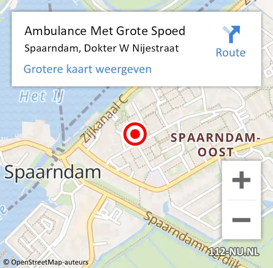 Locatie op kaart van de 112 melding: Ambulance Met Grote Spoed Naar Spaarndam, Dokter W Nijestraat op 9 oktober 2023 14:58