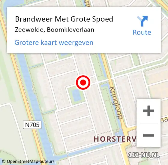 Locatie op kaart van de 112 melding: Brandweer Met Grote Spoed Naar Zeewolde, Boomkleverlaan op 9 oktober 2023 15:16