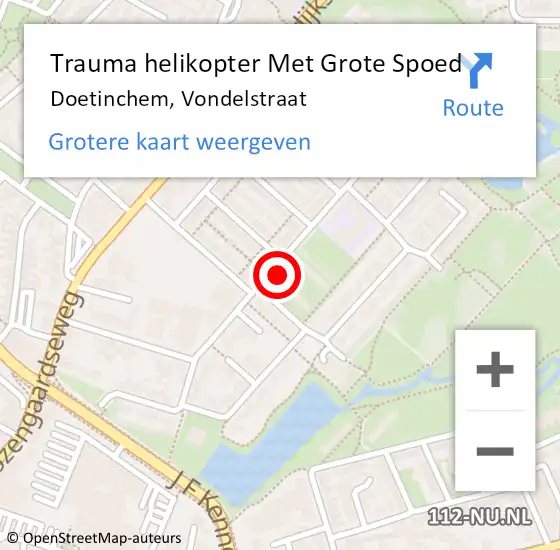 Locatie op kaart van de 112 melding: Trauma helikopter Met Grote Spoed Naar Doetinchem, Vondelstraat op 9 oktober 2023 15:18