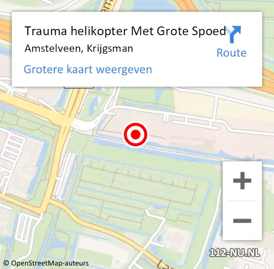 Locatie op kaart van de 112 melding: Trauma helikopter Met Grote Spoed Naar Amstelveen, Krijgsman op 9 oktober 2023 15:22