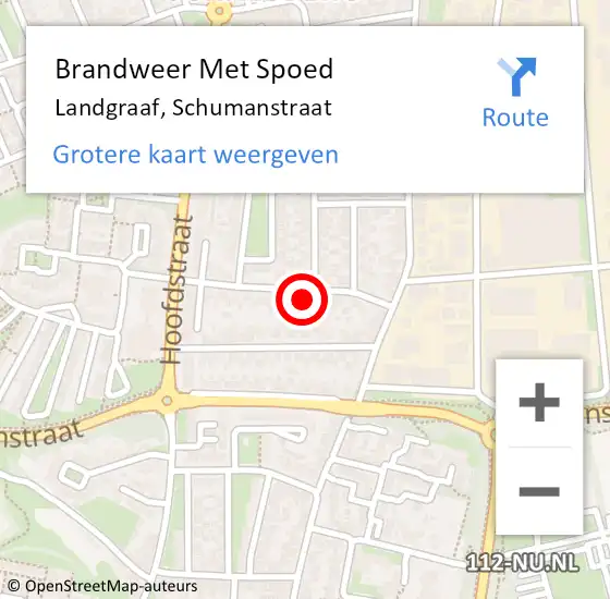 Locatie op kaart van de 112 melding: Brandweer Met Spoed Naar Landgraaf, Schumanstraat op 9 oktober 2023 15:26